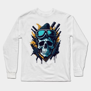 Evil skull with guns Long Sleeve T-Shirt